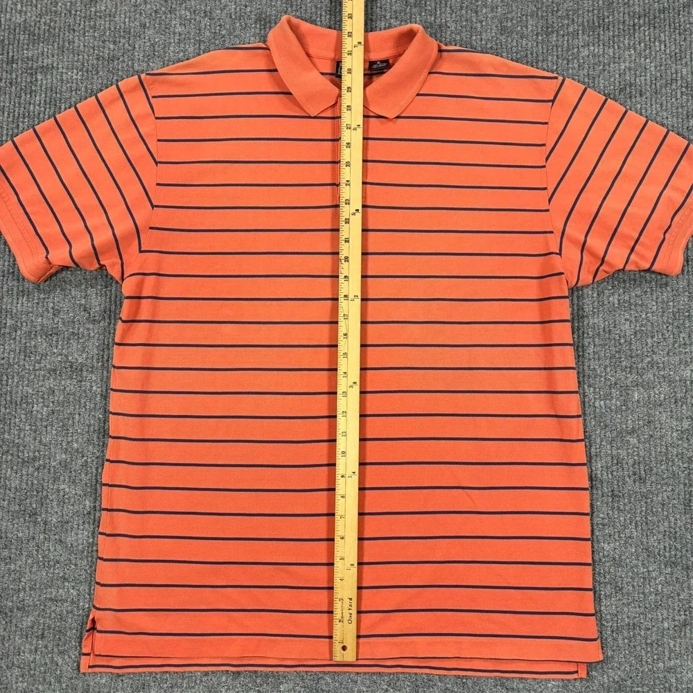 Jos. A. Bank Travelers Collection Mens Polo Shirt XL Orange Striped Short Sleeve